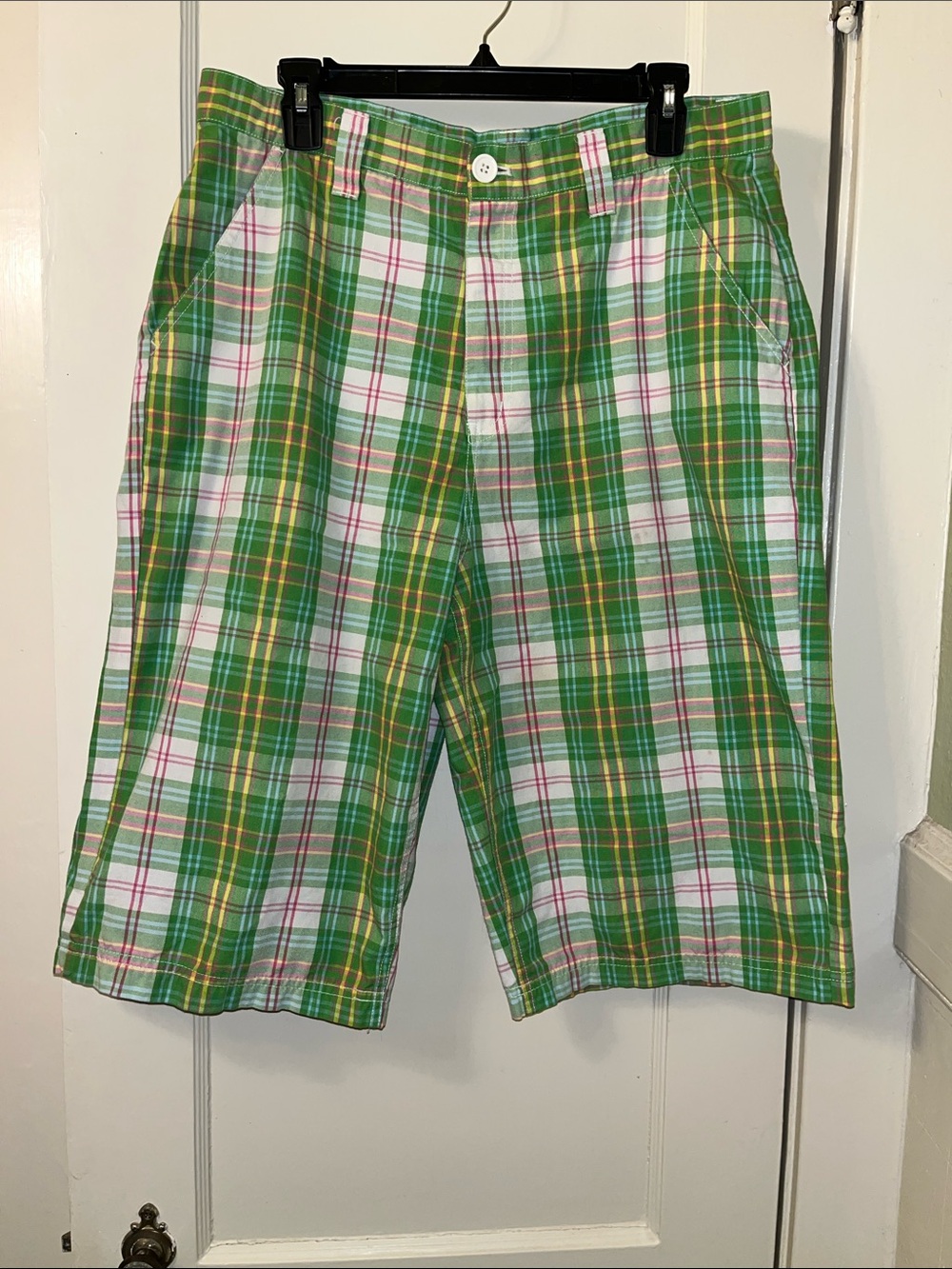 South Pole Green Plaid Flat Front Men's Shorts